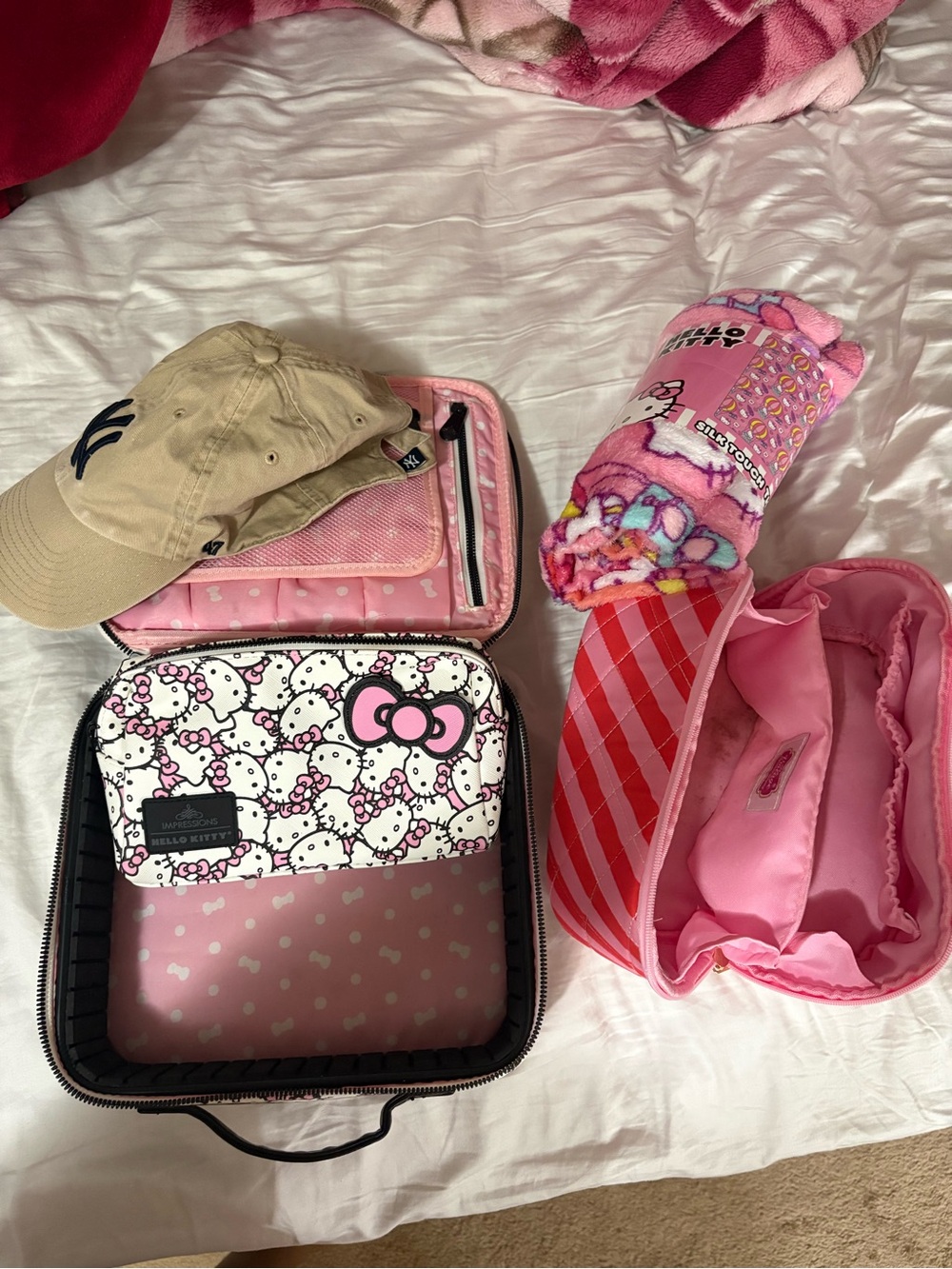 Hello Kitty Pink and White Kids Travel Accessory Case Set